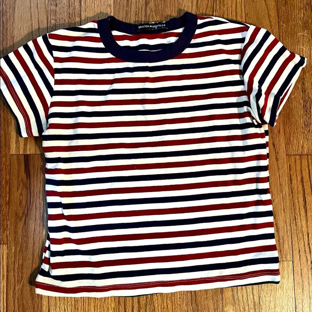Brandy Melville Girls Cropped Striped Top One size 100% Cotton